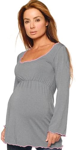 Nicole Maternity Womens Gray Long Sleeve Scoopneck Shirt Top L