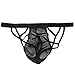 YiZYiF Men's See-Through Sheer Lace Cross Belt Jockstrap Bondage Underwear Black