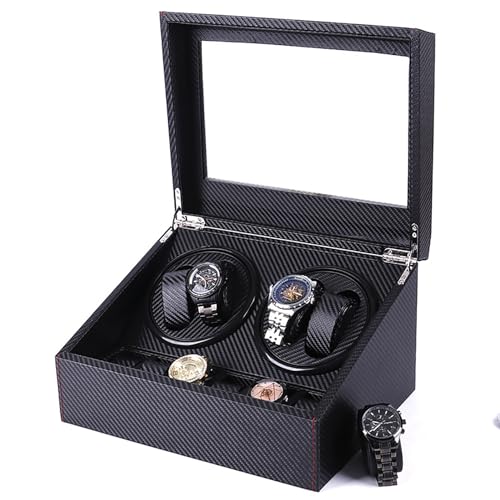 SLFFLS Automatic Winder 6 Storage Spaces PU Leather Self-Winding Mechanical Box with Quiet Motor Display Case for Men and Women Watches Atmosphere