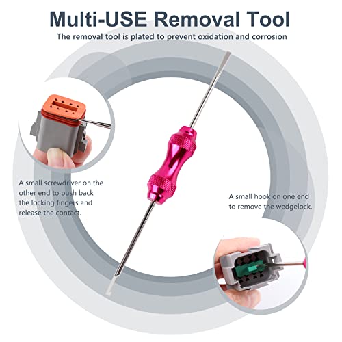 Newdeli 338 pcs Deustch Connector Kit 2 3 4 6 8 12 Pin Connectors with Deutsch Crimping Tool and DT Connector Removal Tool Size 16 Solid Terminal Contacts(14-20AWG)