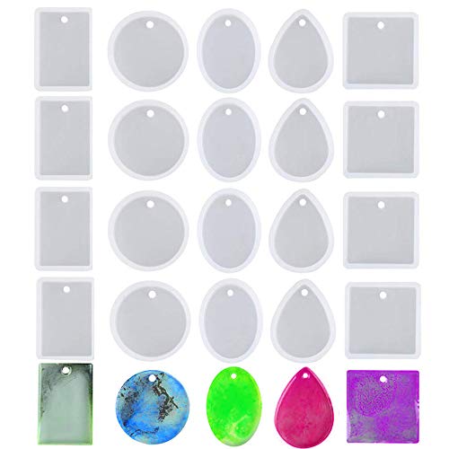 20pcs / 4 Sets Jewelry Casting Molds, Silicone Pendant Resin Moulds with Hanging Hole, Jewelry Making DIY Craft Tools - 5 Styles - Thumbnail 6