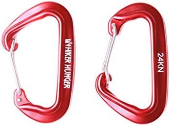 Hiker Hunger Heavy Duty Caribeaner Clip - D Rings Caribeener Clip - Large Carribener Clip Heavy Duty Hammock Carabiner Clips, Carabiner Clip for Keys or Carabiner Keychain - Aluminum Carabiner - Red