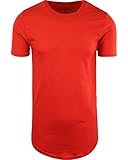 Red Elong Round Hemline Crew Neck Drop Tail Shirt L