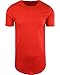 Red Elong Round Hemline Crew Neck Drop Tail Shirt L