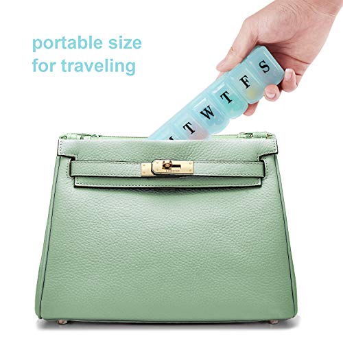 Muchengbao 2 Pack 7 Days Pill Cases ，Weekly Pill Organizer 7 Day Pill Box Large Compartment for Travel Vitamin