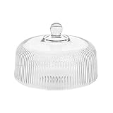 T&G Ribbed Clear Glass Cake Dome Great for Cakes, Pies, Pastries, Dessert Display, 13050 (10.5”)
