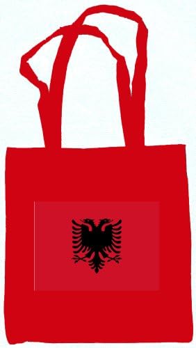 Albania Flag Canvas Tote Bag Red