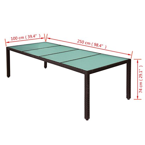 vidaXL Gartenmöbel 11-TLG. mit Auflagen Sitzgruppe Gartenset Sitzgarnitur Gartengarnitur Gartentisch Tisch Esstisch Stühle Poly Rattan Braun – Bild 7