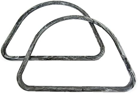 Pair of 10 inch Dee Shaped Plastic Craft Handbag Purse Handles (Black Marble)
