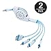 USB Cable, IVVO Retractable (2 Pack) 4 in 1 Multiple Universal USB Charging Cable with 8 Pin Lighting / 30 Pin / Micro USB / Mini USB Ports for iPhone 6/6 plus,iPad,Galaxy S4, S5,Nexus 5, and More