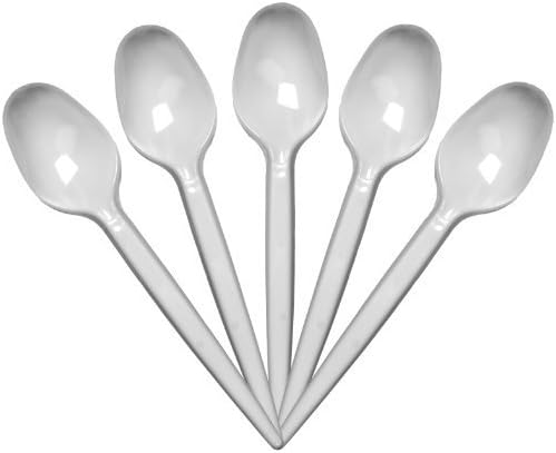 100 White Plastic Teaspoons Plastic Cutlery Ideal for Parties Picnics etc