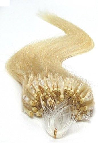 Micro Loop Ring Beads Tipped Remy Human Hair Extensions 20 Inches(51cm) 1g/s 100g Color #613 Light Blonde