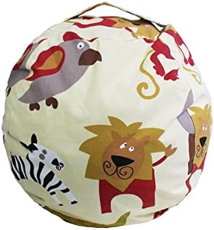 STFLY Kids Bean Bag Chair Home Canvas Bag Fullfilled with Plush Toys Clothes Perfect Storage Solutions Creative Gift for Holiday (lion, 27'')