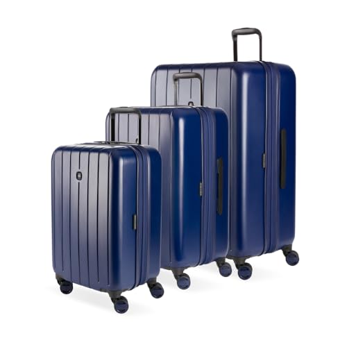 SwissGear Wanderlust Pro Lightweight Expandable Spinner, Navy, 3-Piece Set (20/24/28)