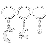 3pcs Big Sis Middle Sis Little Sis Love Heart Silver Alloy Charm Pendant Keychain Set Family Jewelry Gift