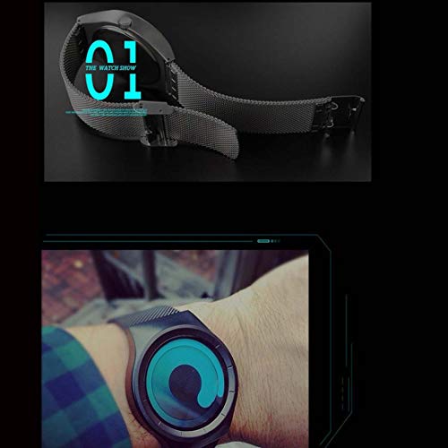 BOFUTE Men\'s Swirl Dial Quartz Waterproof Business Casual Watch with Stainless Stee Mesh Band Silver