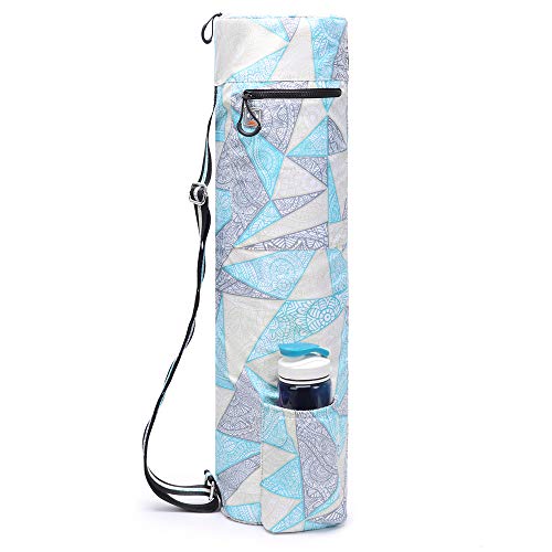 ELENTURE Waterproof Yoga Mat Carry Bag with Storage Pockets and Water Bottle Holder(380T Triangle)