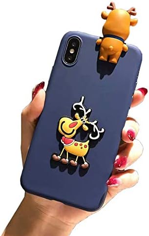 jEZmiSy 3D Christmas Santa Elk Silicone Soft Case Cover for iPhone X 7/8 7/8 6/6S Plus Blue for iPhone 7 Plus/8 Plus