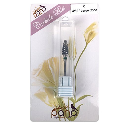 Pana 3/32" Large Cone Safety Nail Carbide Bit - Silver Color (Grit: Coarse - C) for Electric Dremel Drill Machine