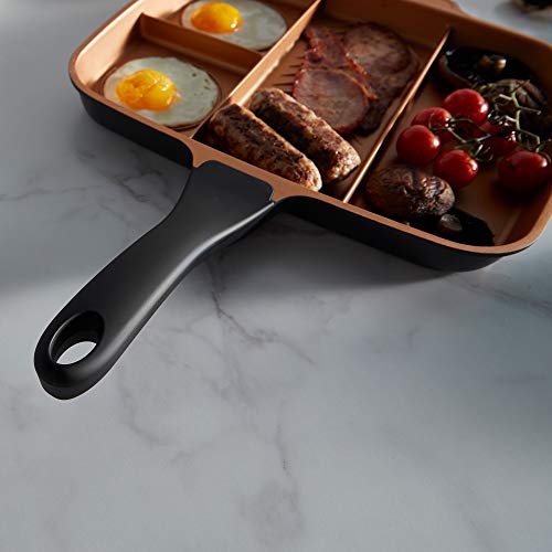 VonShef Grill Pan Non Stick Aluminum, Easy Clean Griddle With Copper
