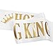 Homecoming King and Queen Sashes - Prom Sashes, White with Gold Print