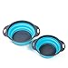 hullr Folding Colander, Strainer Set, 2, 8, (2 Quart) and (3 Quart) Blue and Gray