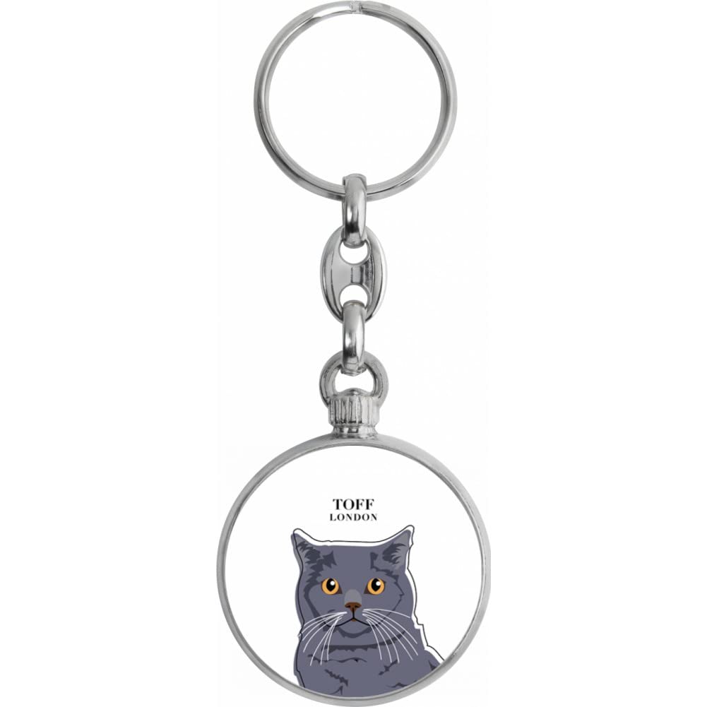 Toff London Blue British Shorthair Cat Head Keyring