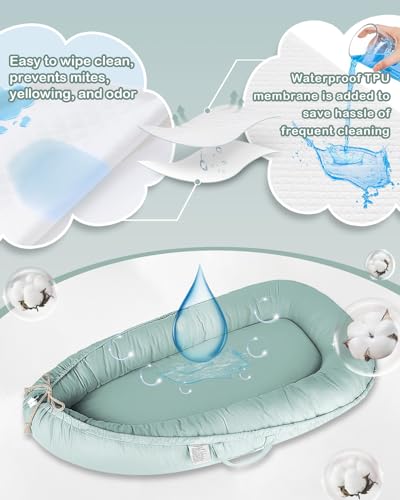Baby Lounger - Infant Lounger for Newborn 0-24 Months, Pure Cotton Breathable Baby Nest Lounger Cover, Newborn Essentials for Baby Boys & Girls, Portable Baby Lounger for Home and Travel