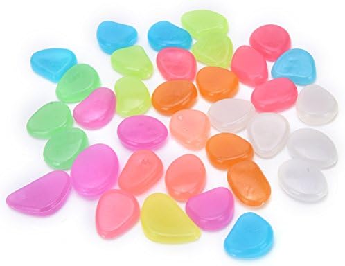 Fulfilling life 100PCS Fish Tank Aquarium Colorful Garden Glow in the Dark Home Pebbles Stones
