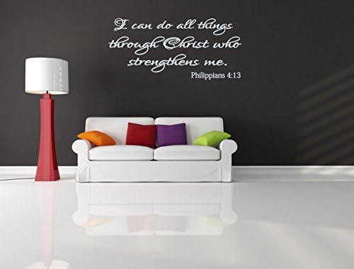 I Can Do All Things Through Christ Who Strengthens Me Stretched Canvas Frame Bible Wall Art (FA277) (28" Wide x 13" High / 71 cm Wide x 33 cm High, Black)