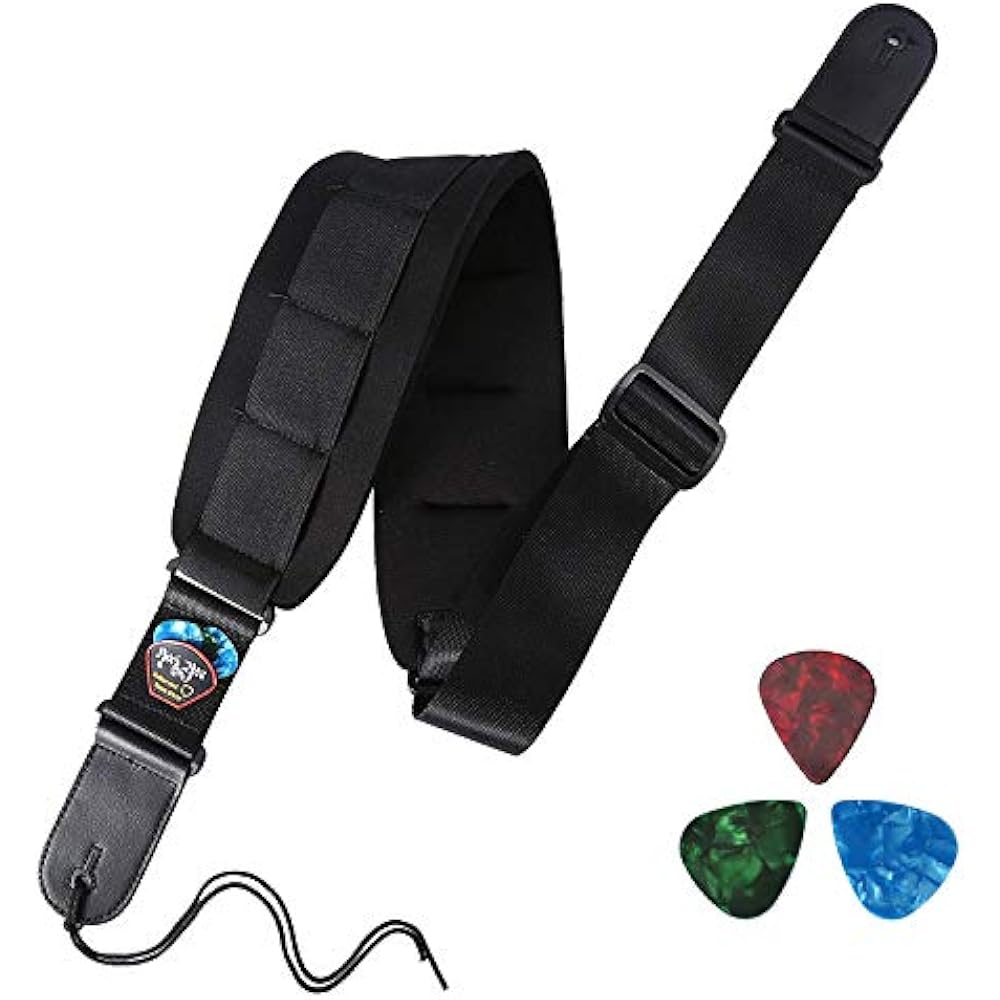 Bass Strap Padded Guitar With Leather Ends And 3.7 Inch Wide Neoprene