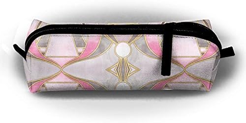 TGDFDSDF89 Textured Art Deco In Rose Pink, Grey And Gold Fabric Pencil Pen Case Bag Stationery Pouch Bag For Kids,School Student Stationery Office Supplies