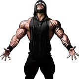 Gash Hao Gym Hoodie Men Bodybuilding Stringer Tank Top Muscle Sleeveless Shirt,X-Large,Black