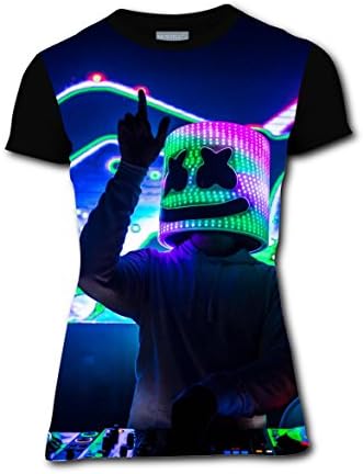 HELLOSHAO123 Marshmello DJ Womens Slim Tshirt 3D Printed Tees Top Gifts M