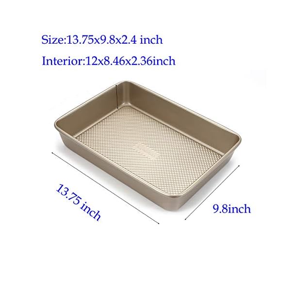 Monfish Rectangle Cake tin -9x13-Inch Carbon Steel Bakeware with Textured Finish - Deep Non-Stick Baking Tray - Oven…