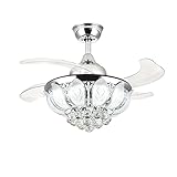 Siljoy 36" Retractable Crystal Ceiling Fans with