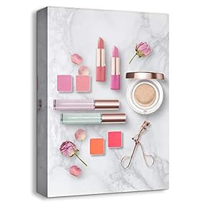 Canvas Wall Art Girls Make Up Suite Collections Painting Artwork for Home Prints Framed - 12x18 inches