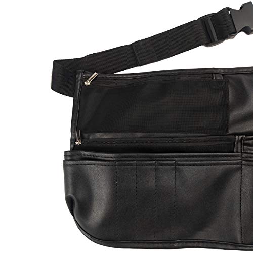 Jula Vance Multi Pockets Leather Makeup Brush Waist Apron Belt Bag Cosmetic Brush Make-Up Tool Holder with with Adjustable Belt