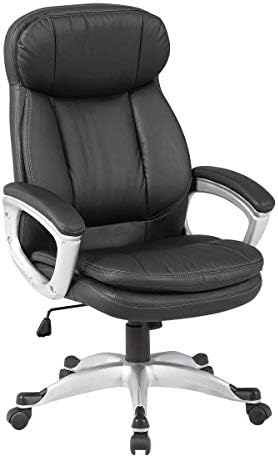 Executive Chair Ergonomic High Back Leather Manager Office Chair by KERMS (Black) (Black)