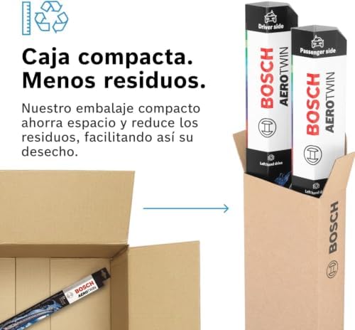 Aerotwin eAR 601 S Limpiaparabrisas Frontal - Set de 2 Escobillas de Recambio para más Seguridad al Conducir, con Adaptador Multi-Clip Premontado, 60 cm / 40 cm, Embalaje Fino y Compacto