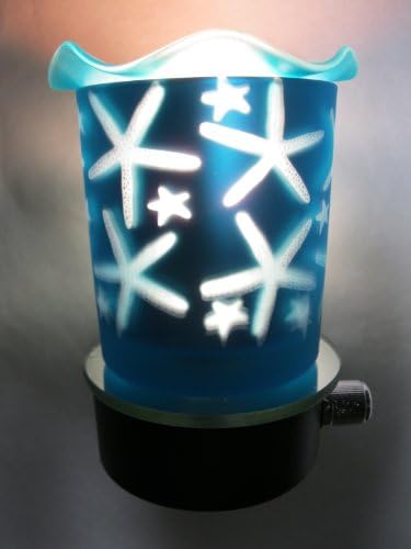 Blue Starfish Design Decorative Glass Electric Plug-in Fragrance Lamp Aromatherapy Oil Warmer/burner Night Light in Gift Box # Mt-059