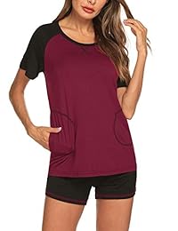 Ekouaer pijama de manga corta para mujer, conjunto de pijama de 2 piezas