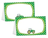 POP parties Green Tractor Table Tents - 12 Tractor Buffet Cards -Green Tractor Place Cards - Farm Party Decorations -Tractor Party Supplies