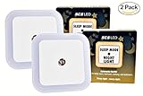 SCS Lighting Sleep Mode Night Light. (2-Pack) No Blue Light. Perfect for nursery, bedroom, hallway, bathroom. Auto Dark / Light Sensor. Amber LED, No Blue Light -Promotes Natural Melatonin Production