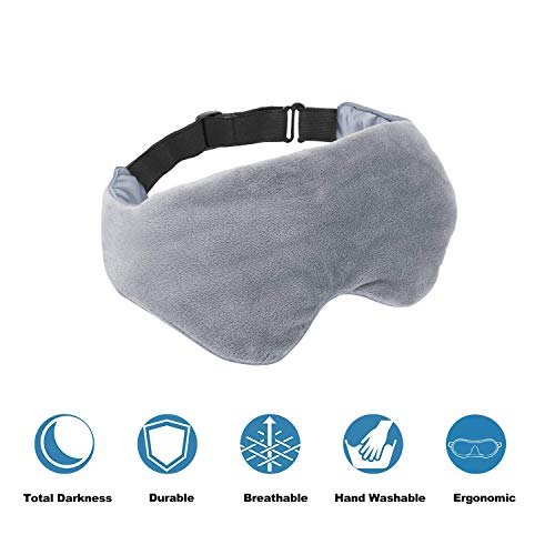 Adjustable Strap Blackout Weighted Eye Mask Pillow ï¼ŒSoft Breathable Cotton and 100% Polyester and Silica Beads for Travel Nap