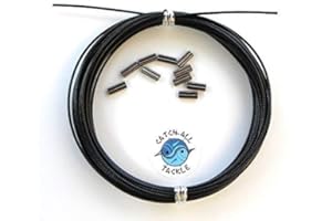 CATCH ALL TACKLE 49 Strand Stainless Steel Black Vinyl Coated Cable Kit 30' with 10 crimps
