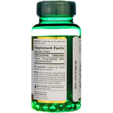 NATURE’S BOUNTY VITAMIN D3 2000 IU SOFTGELS 150 EA