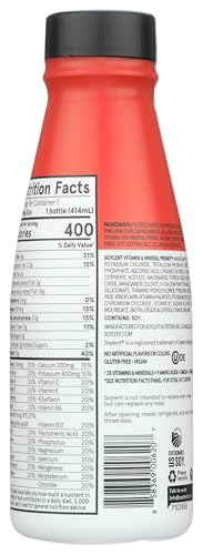 SOYLENT COMPLETE MEAL REPLACEMENT SHAKE, STRAWBERRY, 20G COMPLETE PROTEIN, 28 VITAMINS & MINERALS, LOW SUGAR, 14OZ (SINGLE BOTTLE)