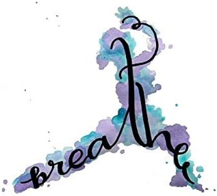 Breathe Artwork 12x16 Inch Watercolor Painting Print Yoga Art Inspirational Quotes Wall Decor Blue and Purple