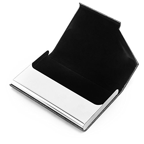 Business Name Card Holder Luxury PU Leather & Stainless Steel Multi Card Case,Business Name Card Holder Wallet Credit Card ID Case/Holder for Men & Women (Gray)